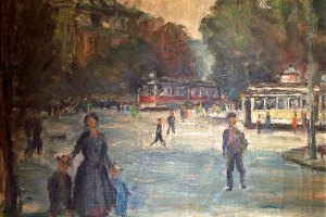 Barbarossaplatz in Dresden-Striesen · 30 x 35 cm · Öl auf Leinen · um 1925 Privatbesitz, Dresden