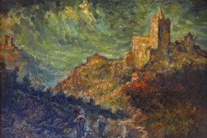 Burgen bei Saaleck (Rudelsburg und Burg Saaleck) · 64 x 48 cm · Öl auf Pappe · o.J. Privatbesitz Ramona Gildemeister, Dresden
