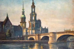Dresden Altstadt-Silhouette mit Hofkirche, signiert · 45 x 54 cm · Öl auf Leinen · 1925 Privatbesitz, Dresden