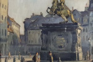 Neumarkt in Dresden um 1940 · gerahmt · Ölfarbe auf Malpappe · 46 x 48 cm · Privatbesitz S. Klose, Dahlen